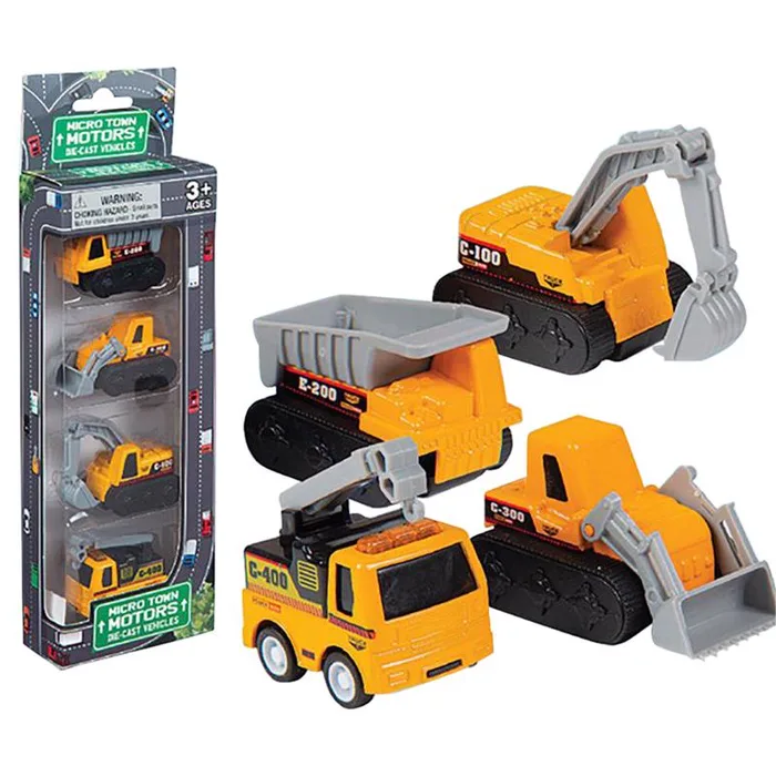 Playmaker Toys Die-Cast Car Pack Construction Trucks 4 pc (Pack of 12)
