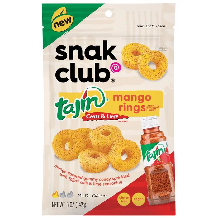 Snak Club Tajin Mango Rings Gummi Candy 5 oz Bagged (Pack of 6)