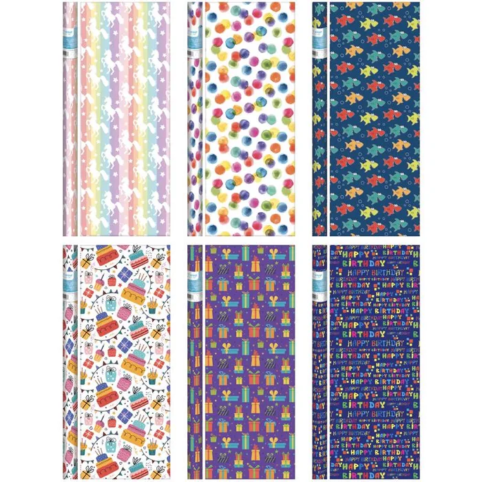 Paper Images Assorted Birthday Gift Wrap (Pack of 64)