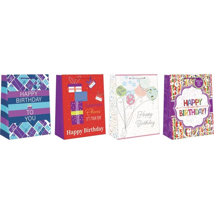 Paper Images Assorted Large Adult Birthday Gift Bag (Pack of 12)