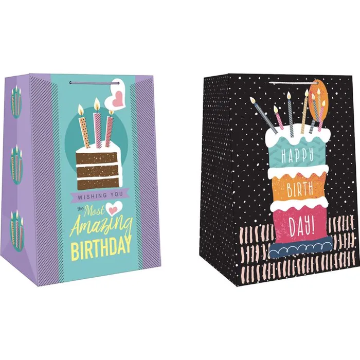 Paper Images Assorted Mega Wide Jumbo Generic Birthday Gift Bag (Pack of 12)