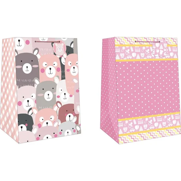Paper Images Assorted Mega Wide Jumbo Baby Girl Gift Bag (Pack of 12)