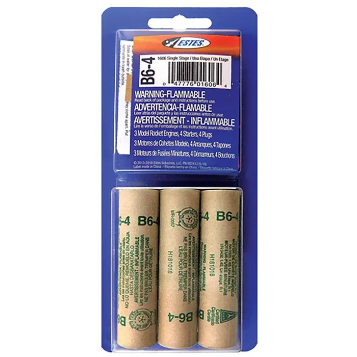 Estes B6-4 Model Rocket Engines Brown 3 pc (Pack of 12)