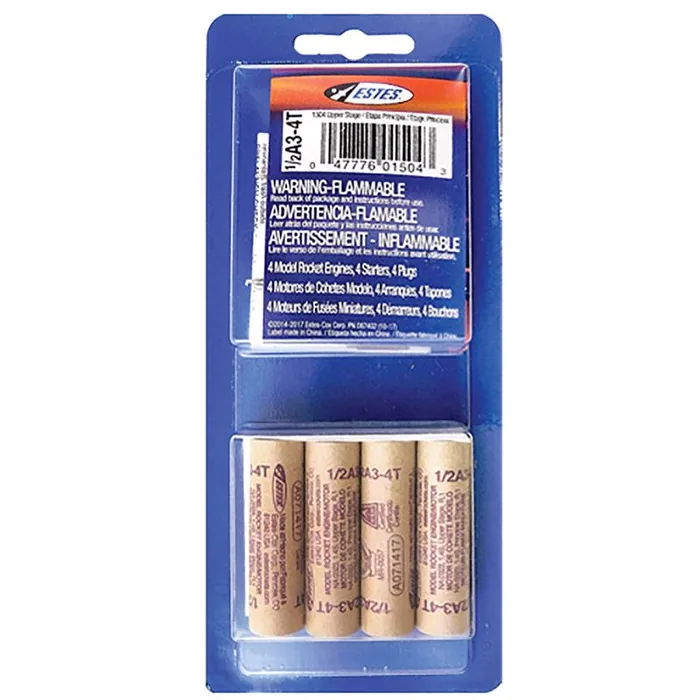 Estes 1/2A3-4T Model Rocket Engines Brown 4 pc (Pack of 12)