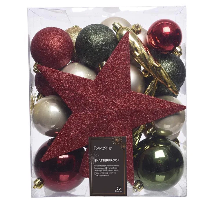 Decoris Multicolored Assorted Ornaments 3.15 in. (Pack of 12)