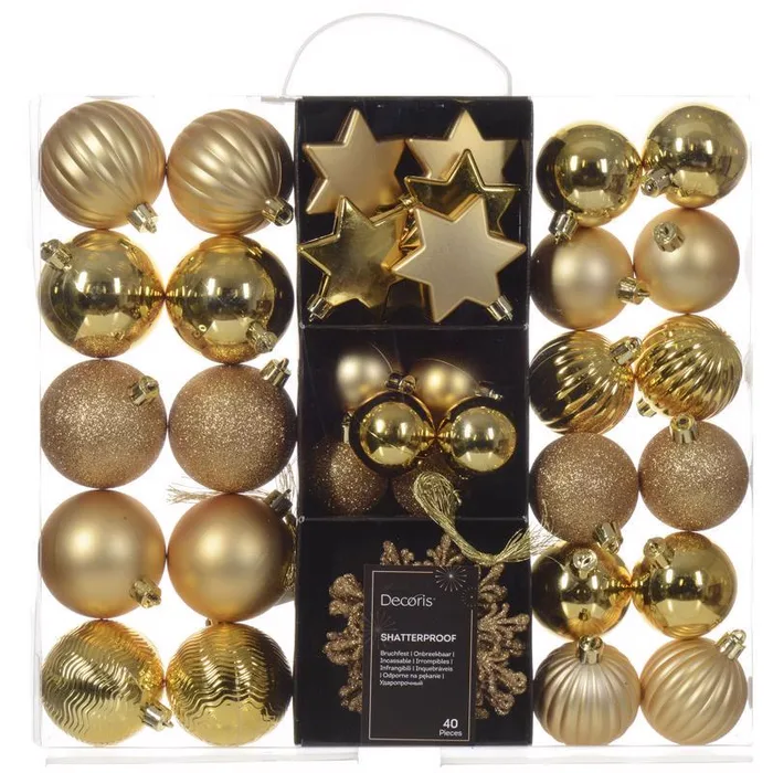Decoris Gold Assorted Ornaments (Pack of 12)
