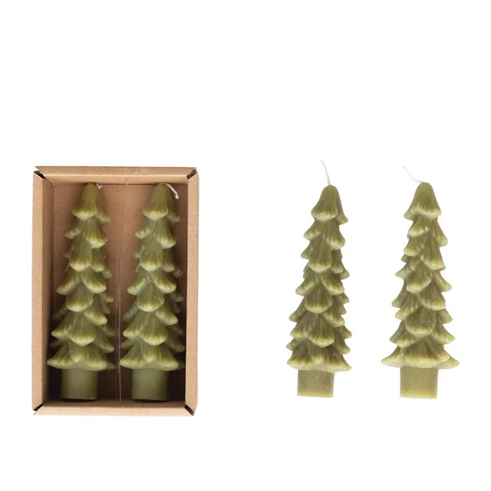 Creative Co-Op Green Christmas Tree Candle 5 in. (Pack of 12)
