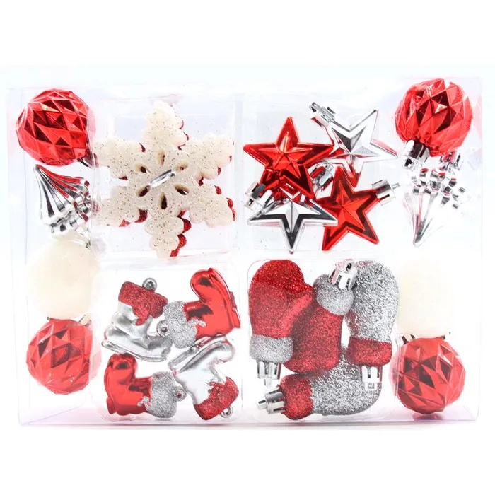 Celebrations Red/Silver/White Mini Assorted Ornaments (Pack of 12)