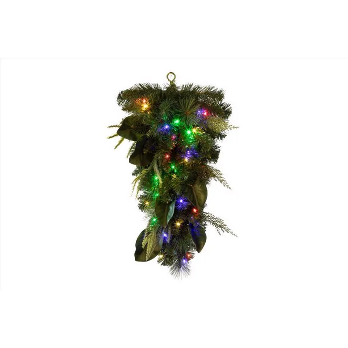 Celebrations 2 ft. L LED Prelit Multicolored Decorated Teardrop Wreath (Pack of 6)
