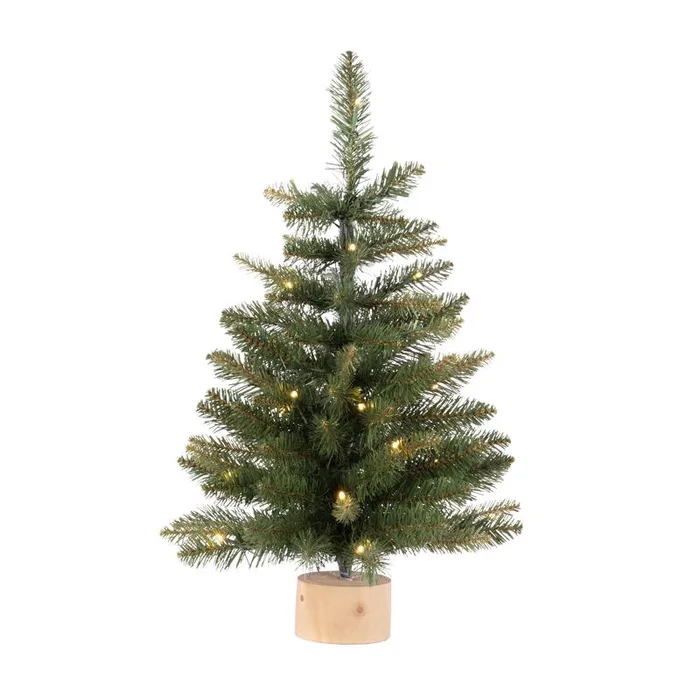 Celebrations 2 ft. Slim LED 35 ct Table Tree with Wood Base Color Changing Christmas Tree (Pack of 4)