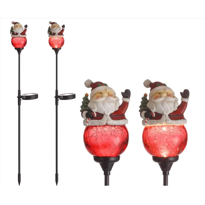 Celebrations Solar White Santa 30 in. Pathway Decor (Pack of 12)