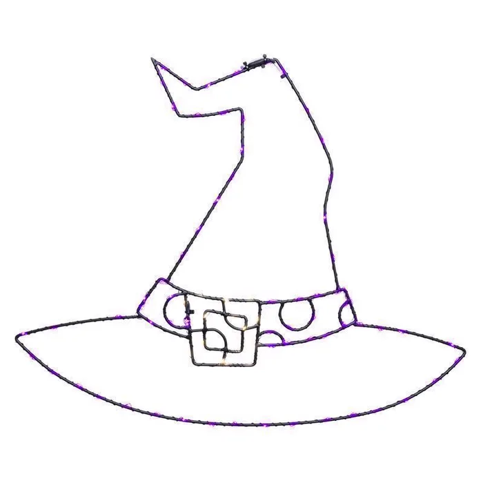 Celebrations Purple 84 ct 18.2 in. LED Prelit Illuminated Witch Hat Halloween Decor (Pack of 8)