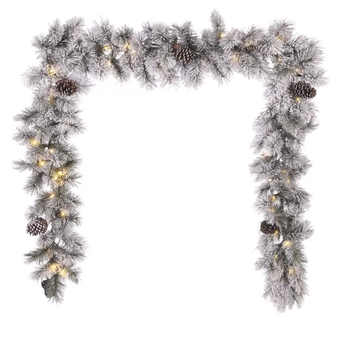 Celebrations Home 12 in. D X 9 ft. L LED Prelit Multicolored Snowy Scotch Pine Garland (Pack of 4)