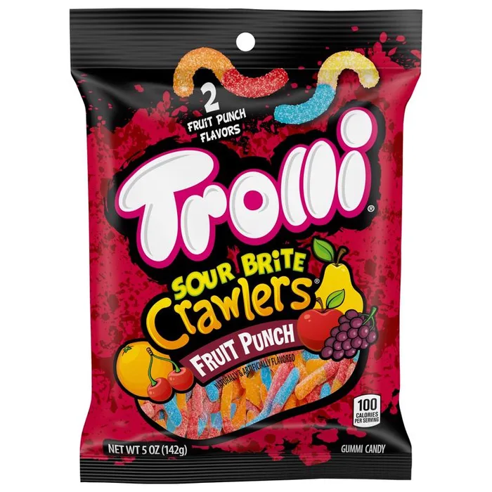Trolli Sour Brite Crawlers Fruit Punch Gummi Candy 5 oz (Pack of 12)