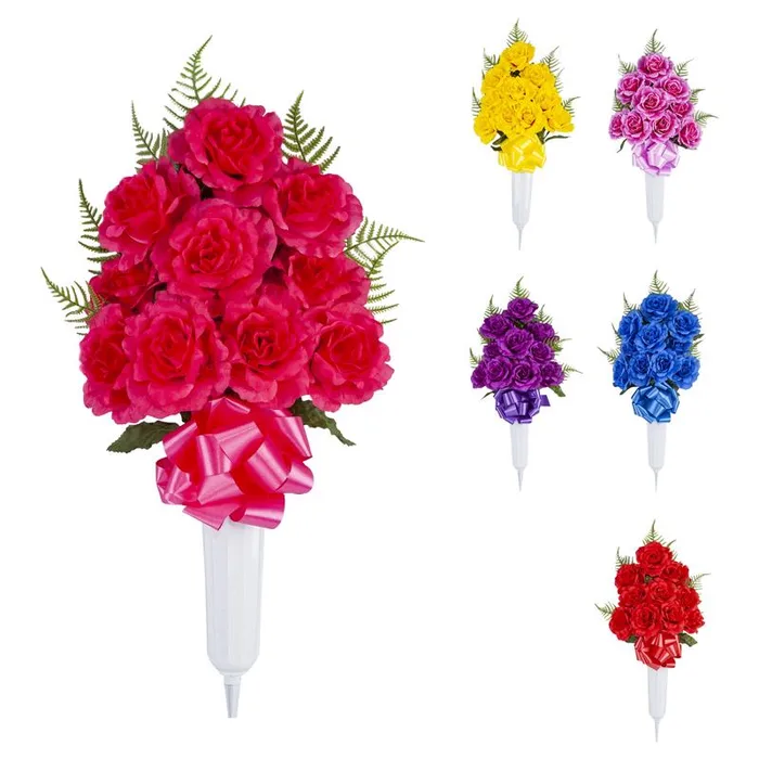 Gerson Rose Memorial Vase Cemetery Grave Decor 1 pk (Pack of 12)