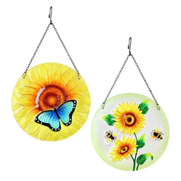 Exhart Blue Metal 10 in. H Butterfly & Sunflower Outdoor Decoration (Pack of 6)