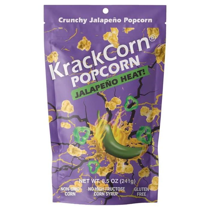 KrackCorn Jalapeno Heat Popcorn 8.5 oz Bagged (Pack of 6)