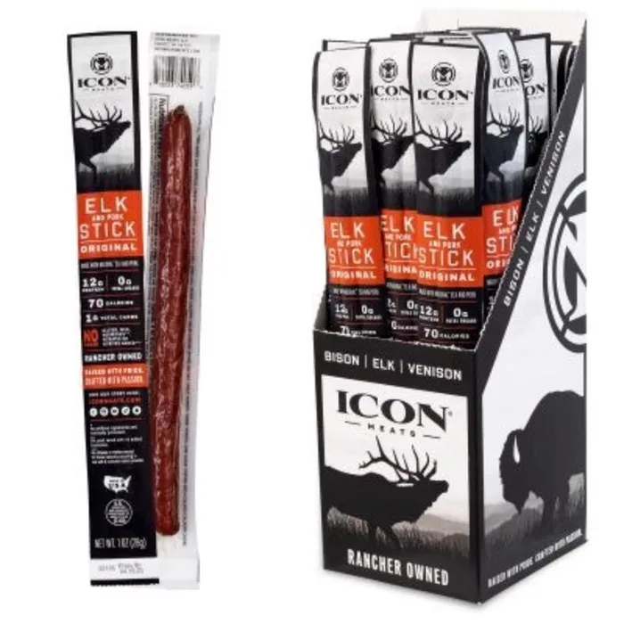 ICON Meats Elk & Pork Original Sticks 1 oz Pouch (Pack of 24)