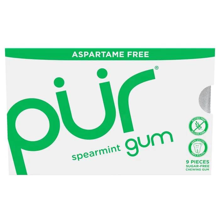 PUR Sugar Free Spearmint Chewing Gum 1 pk 9 pc (Pack of 12)