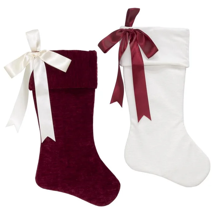 Dyno Red/White Matte W/Bow Christmas Stocking 20 in. (Pack of 12)