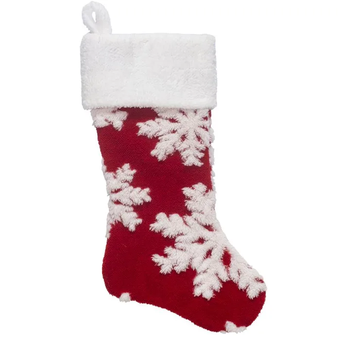 Dyno Red/White Snowflake Jacquard Christmas Stocking 20 in. (Pack of 12)