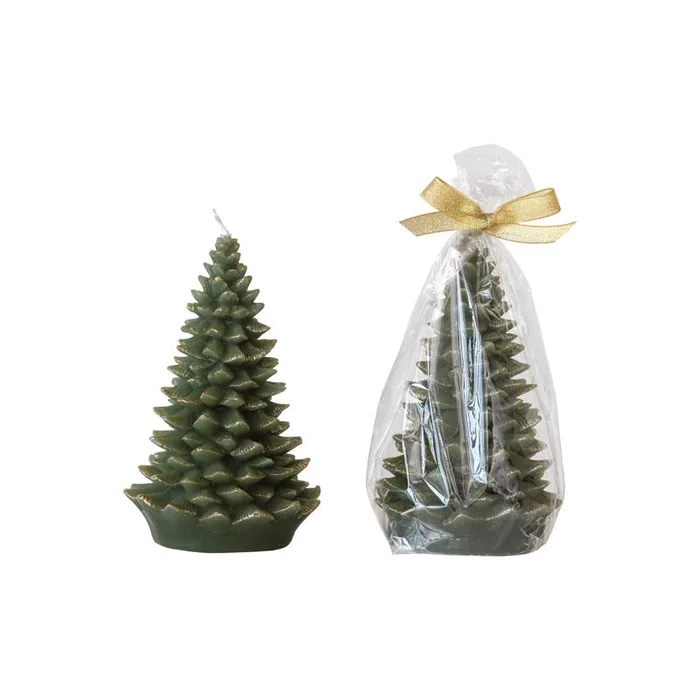 Creative Co-Op Green Unscented Tree Shaped Candle (Pack of 3)