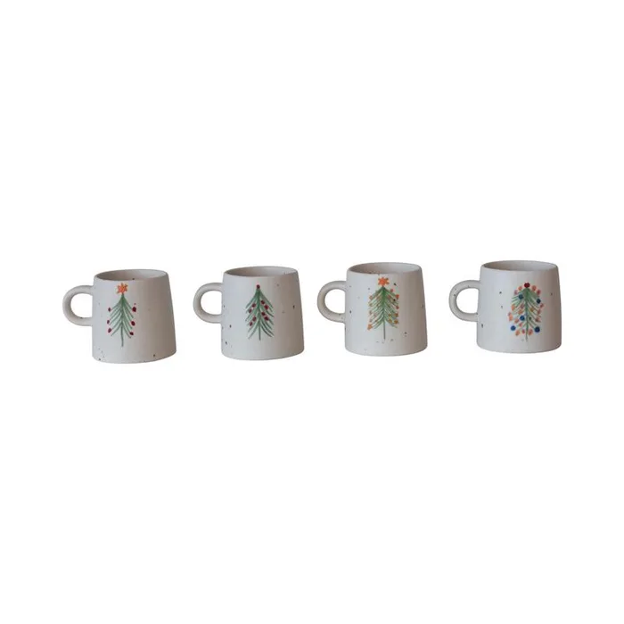 Creative Co-Op Multicolored Christmas Tree Mug 4 in. (Pack of 4)