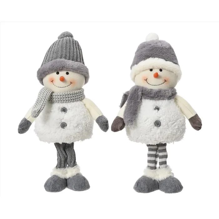 Decoris White/Gray Snowman Table Decor 15 in. (Pack of 12)