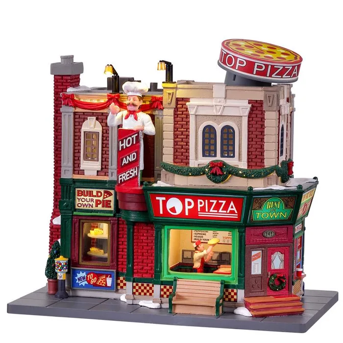 Lemax Multicolored Top Pizza Christmas Village (Pack of 2)