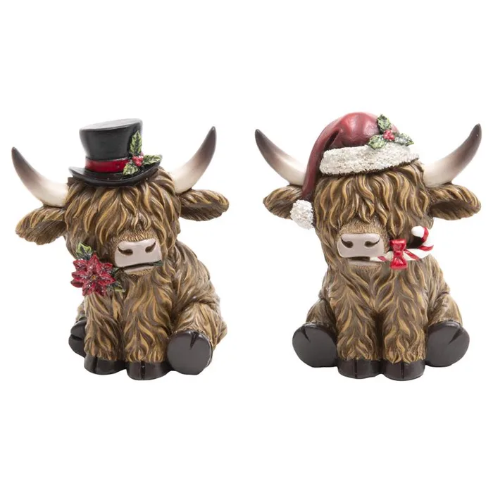 Gerson Assorted Holiday Cows Table Decor 4.33 in. (Pack of 4)