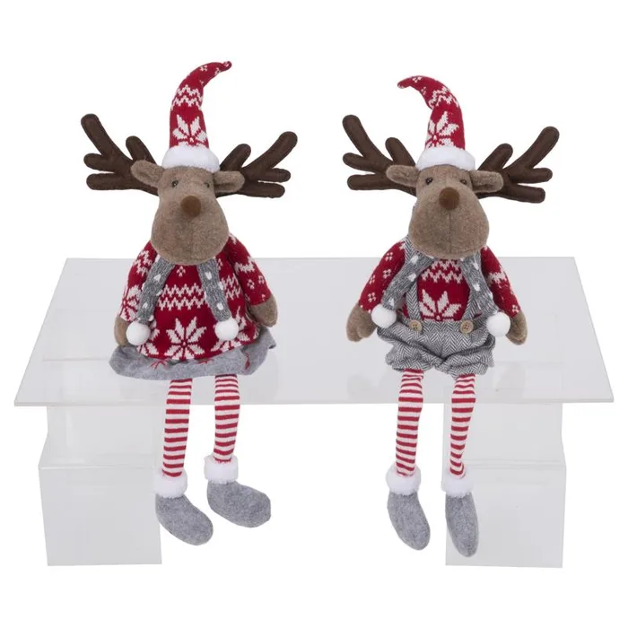 Gerson Multicolored Holiday Moose Shelf Sitters Table Decor 23 in. (Pack of 8)