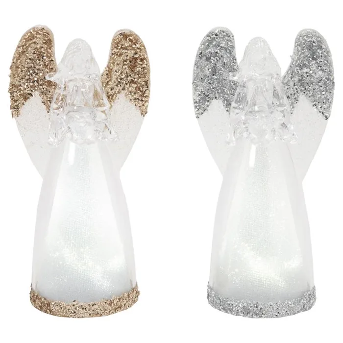 Gerson Gold/Silver Lighted Spinning Water Globe Angel Table Decor 7 in. (Pack of 6)