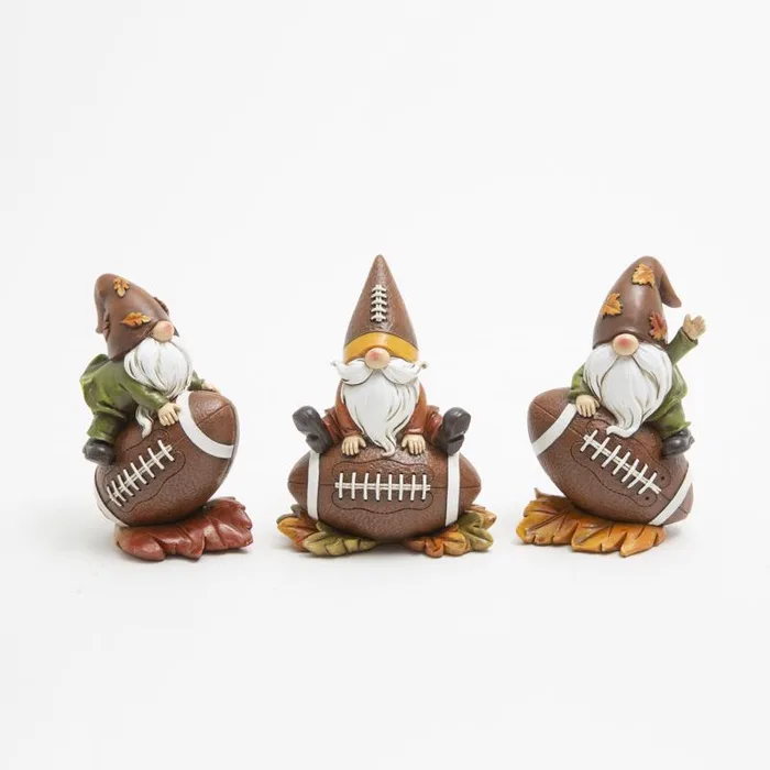 Gerson 5 in. Harvest Gnome on Football Fall Decor (Pack of 6)
