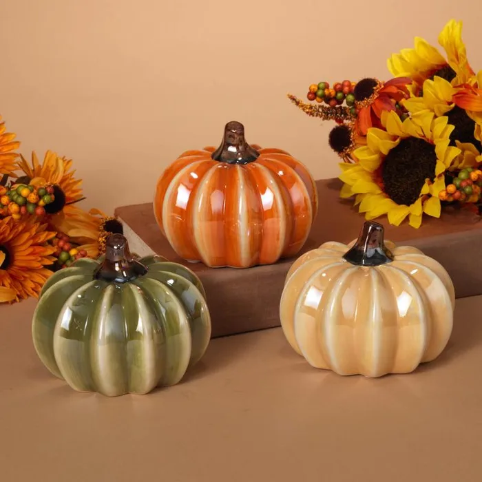 Gerson 4 in. Harvest Pumpkin Fall Decor (Pack of 3)