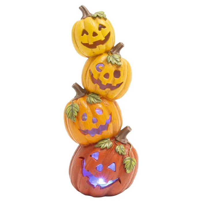 Gerson 16 in. Stacked Pumpkins Halloween Decor (Pack of 4)