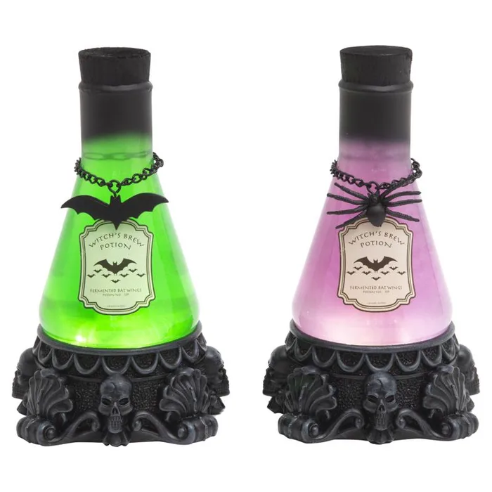 Gerson 8 in. Spinning Lighted Smoky Water Globe Potion Bottles Halloween Decor (Pack of 8)