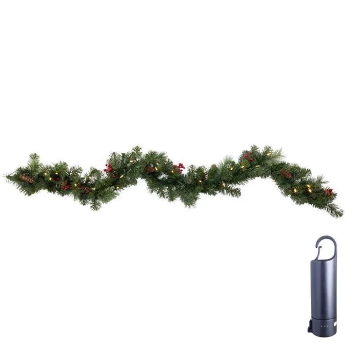 Celebrations 6 ft. L LED Prelit Multicolored/Warm White Mixed Pine Rechargeable Garland