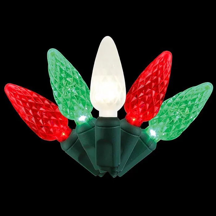 Celebrations LED C6 Red/Green/Pure White 5 ct Replacement Christmas Light Bulbs (Pack of 12)
