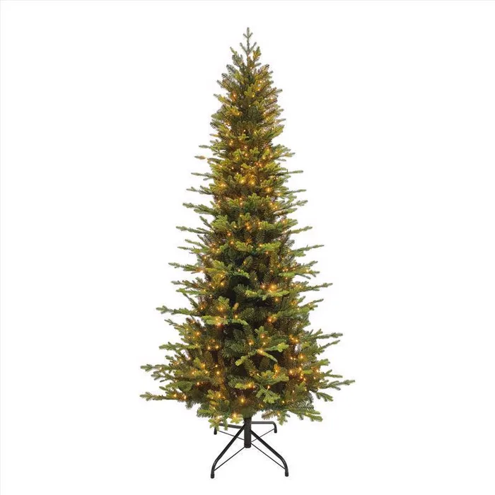 Holiday Bright Lights 1-2 Tree 7-1/2 ft. Slim LED 1582 ct Easton Spruce Cascading Color Changing Chr