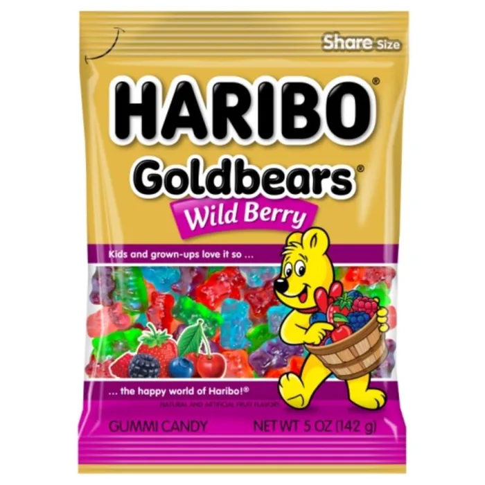 Haribo Goldbears Wild Berry Gummi Candy 5 oz Bagged (Pack of 12)