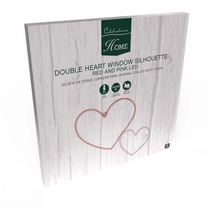 Celebrations Double Heart Silhouette Window Decor Metal 1 pk