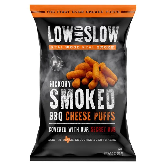 Low and Slow Hickory Smoked BBQ Cheese Puffs 2 oz Bagged (Pack of 12)