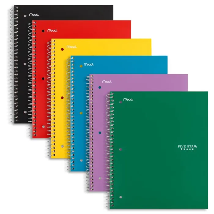 Five Star 9 in. W X 11 in. L Spiral Assorted Notebook (Pack of 12)