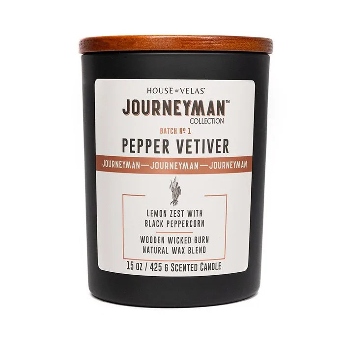 House of Velas Journeyman Black Black Pepper Vetiver Scent Candle 15 oz (Pack of 4)