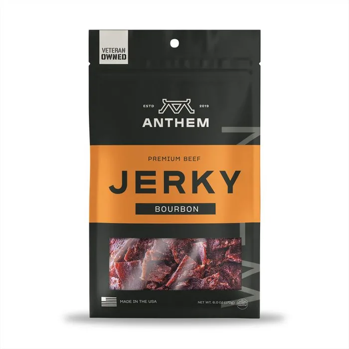 Anthem Snacks Bourbon Beef Jerky 6 oz Case (Pack of 8)