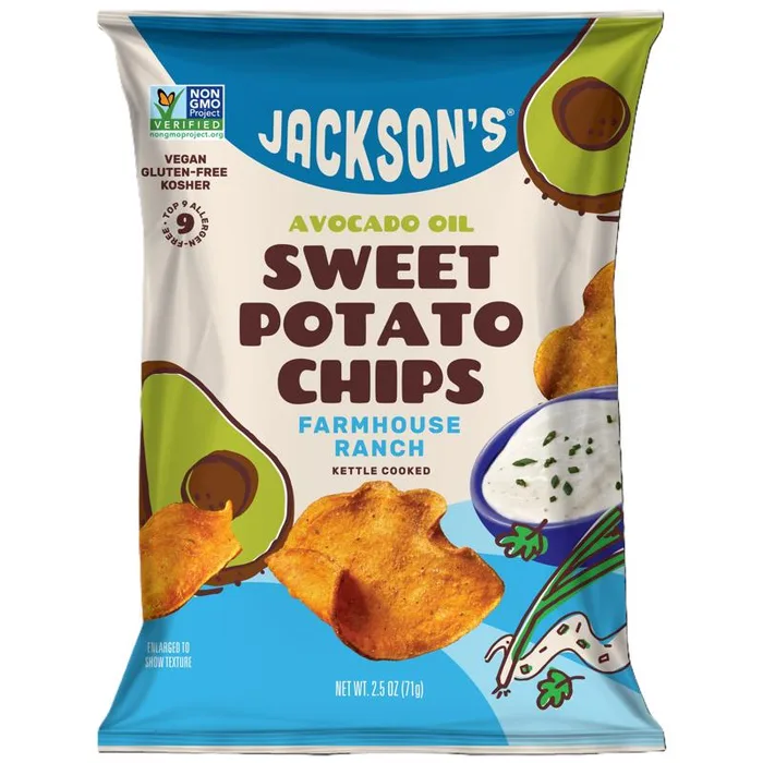 Jackson's Farmhouse Ranch Kettle Cooked Potato Chips 2.5 oz Bagged (Pack of 8)
