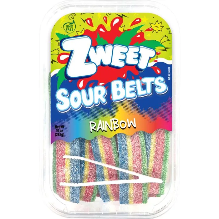 Zweet Sour Rainbow Belts Licorice Candy 10 oz (Pack of 6)