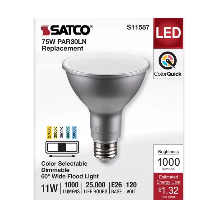 Satco PAR30LN E26 (Medium) LED Bulb Tunable White/Color Changing 75 Watt Equivalence 1 pk