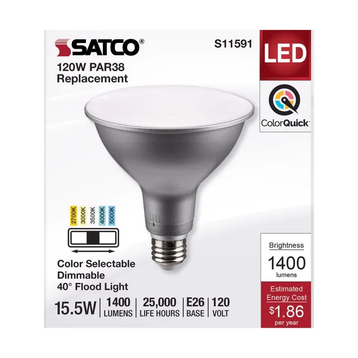 Satco PAR38 E26 (Medium) LED Bulb Tunable White/Color Changing 120 Watt Equivalence 1 pk