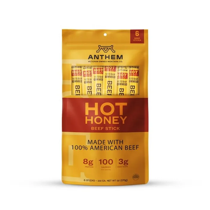 Anthem Snacks Hot Honey Beef Stick 6 oz Bagged (Pack of 8)